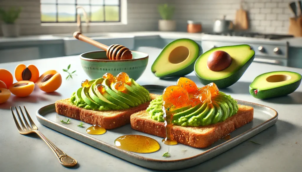 ricetta avocado e marmellata di albicocche su pane integrale